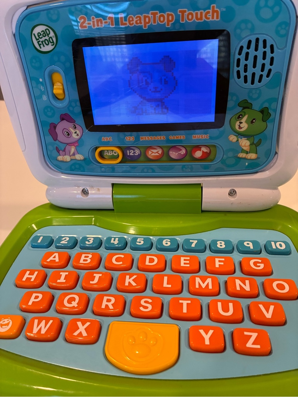 LeapFrog 2-in-1 LeapTop Touch Learning Laptop Blue Green Tested Works